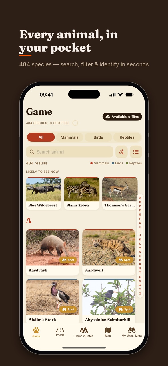 Masai Mara app screenshot