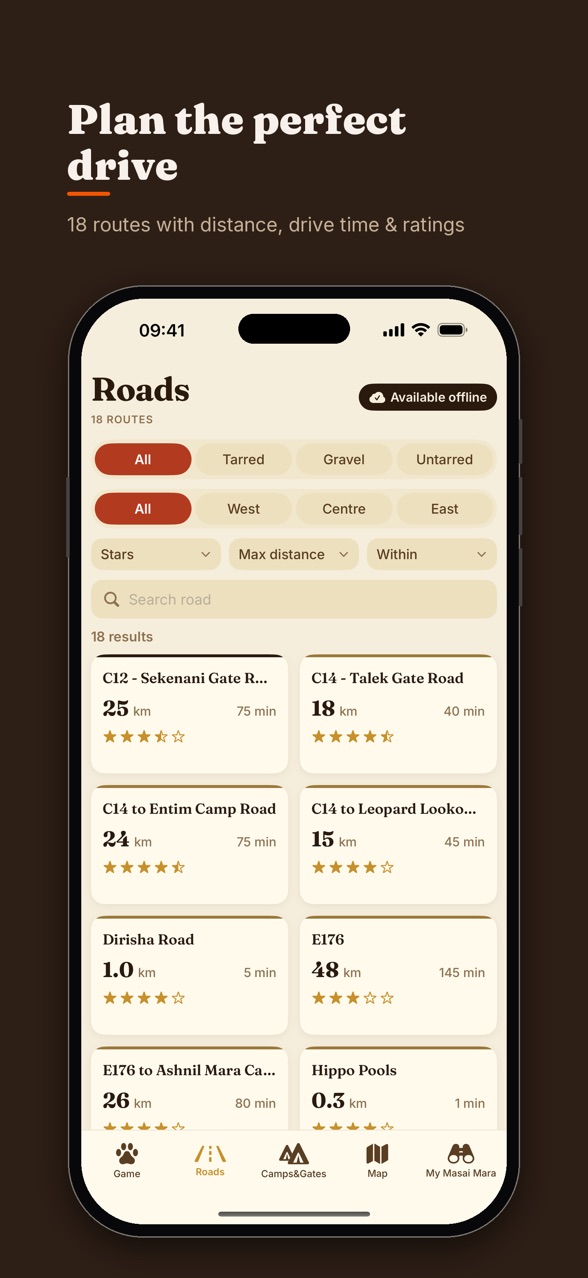 Masai Mara app screenshot
