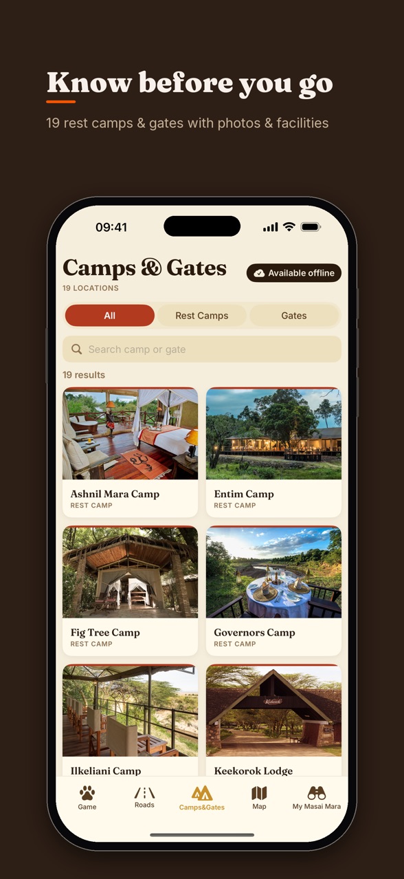 Masai Mara app screenshot