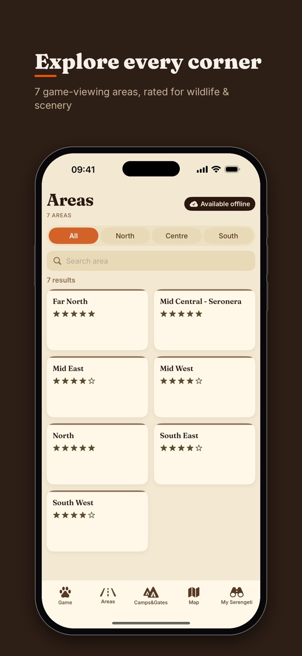 Serengeti National Park app screenshot